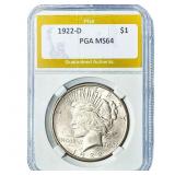 1922-D Silver Peace Dollar PGA MS64