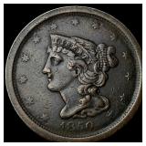 1850 Braided Hair Half Cent CLOSELY  UNCIRCULATED