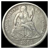 1868-S Silver Seated Liberty Dime NEARLY  UNCIRCU