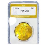 1904 $20 Gold Double Eagle PGA MS66
