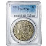 1884-S Morgan Silver Dollar PCGS XF45