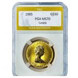 1985 Canada 1oz Gold $50 Maple Leaf PGA MS70