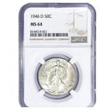 1946-D Walking Liberty Half Dollar NGC MS64