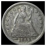 1853 Arrows Seated Liberty Half Dime NEARLY  UNCI