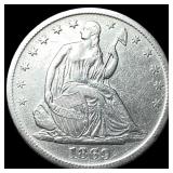 1869-S Silver Seated Liberty Half Dollar  CLOSELY