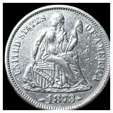 1873 Arrows Seated Liberty Dime CLOSELY  UNCIRCUL