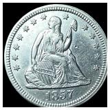 1857 Silver Seated Liberty Quarter  UNCIRCULATED