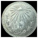 1938 Silver 1 Peso Mexico M Mint Mark UNCIRCULATED