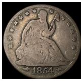 1854 Arrows Seated Liberty Silver Half Dollar  NI