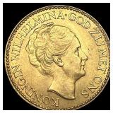 1925 Netherlands .1947oz Gold 10 Gulden  UNCIRCUL
