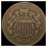 1864 Copper Two-Cent Piece NEARLY UNCIRCULATED
