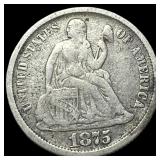 1875-CC Silver Seated Liberty Dime LIGHTLY  CIRCU