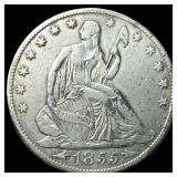 1855-O Arrows Silver Seated Liberty Half  Dollar