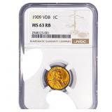 1909 VDB Wheat Cent NGC MS63 RB