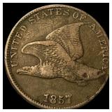 1857 Copper-Nickel Flying Eagle Cent NEARLY UNCIRC