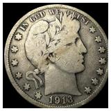 1913 Silver Barber Half Dollar NICELY  CIRCULATED
