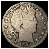 1893 Silver Barber Half Dollar NICELY  CIRCULATED