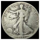1921-S Silver Walking Liberty Half Dollar  LIGHTL