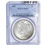 1887 Morgan Silver Dollar PCGS MS64