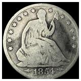 1854-O Arrows Seated Liberty Silver Half  Dollar