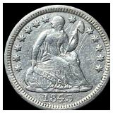 1843 Silver Seated Liberty Half Dime CLOSELY  UNC