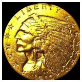 1910 Indian Head Gold $2.50 Quarter Eagle HIGH GRA