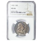 1955 Franklin Half Dollar NGC MS66