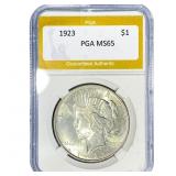 1923 Silver Peace Dollar PGA MS65
