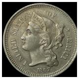 1867 Nickel Three-Cent Piece LIGHTLY  CIRCULATED