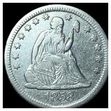 1858-O Silver Seated Liberty Quarter ABOUT  UNCIR