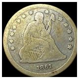 1861 Seated Liberty Quarter NICELY CIRCULATED