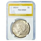 1923-S Silver Peace Dollar PGA MS64