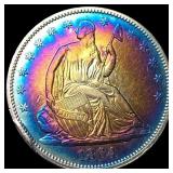 1864 Toned Seated Liberty Half Dollar CLOSELY  UN