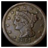 1851 Braided Hair Large Cent ABOUT  UNCIRCULATED