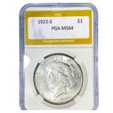 1923-S Silver Peace Dollar PGA MS64