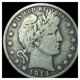 1914-S Silver Barber Half Dollar CLOSELY  UNCIRCU