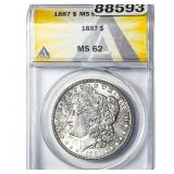 1887 Morgan Silver Dollar ANACS MS62