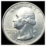 1935-D Silver Washington Quarter CHOICE AU