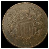1871 Two-Cent Piece NEARLY UNCIRCULATED