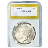 1923-S Silver Peace Dollar PGA MS64
