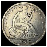 1858-O Silver Seated Liberty Half Dollar  NEARLY