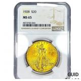 1928 $20 Gold Double Eagle NGC MS65