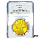 1907 $20 Gold Double Eagle NGC MS63