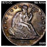 1873-CC No Arrows Seated Liberty Half Dollar NEARL
