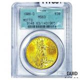 1908-D $20 Gold Double Eagle PCGS MS63 Motto