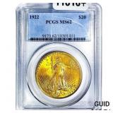 1922 $20 Gold Double Eagle PCGS MS62