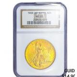 1908 $20 Gold Double Eagle NGC MS63 No Motto