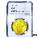 1903 $20 Gold Double Eagle NGC MS63