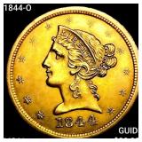 1844-O $5 Gold Half Eagle UNCIRCULATED