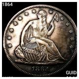 1864 Seated Liberty Half Dollar CLOSELY UNCIRCULAT